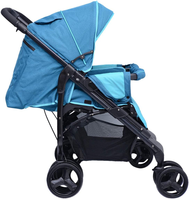 Pierre Cardin PS966B Side to Side Twin Baby Stroller Blue - Moon Factory Outlet - Baby City - Pierre Cardin - Pierre Cardin PS966B Side to Side Twin Baby Stroller Blue - Default Title - Baby Stroller - 4