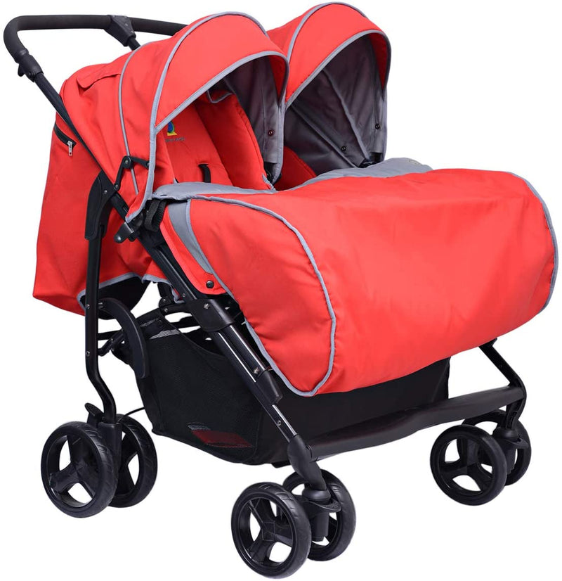 Pierre Cardin PS966B Side to Side Twin Baby Stroller Red - Moon Factory Outlet - Baby City - Pierre Cardin - Pierre Cardin PS966B Side to Side Twin Baby Stroller Red - Default Title - Baby Stroller - 4