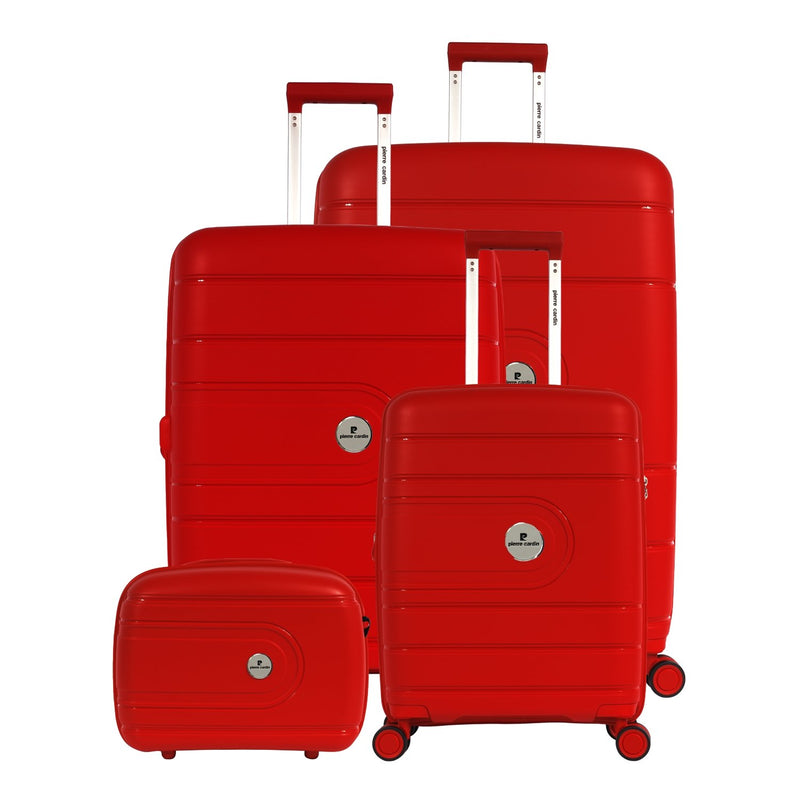 Pierre Cardin Upright Flexible/Hardcase Trolley Set of 4, Peach - MOON - Luggage & Travel Accessories - Pierre Cardin - Pierre Cardin Upright Flexible/Hardcase Trolley Set of 4, Peach - Red - Luggage Set - 10