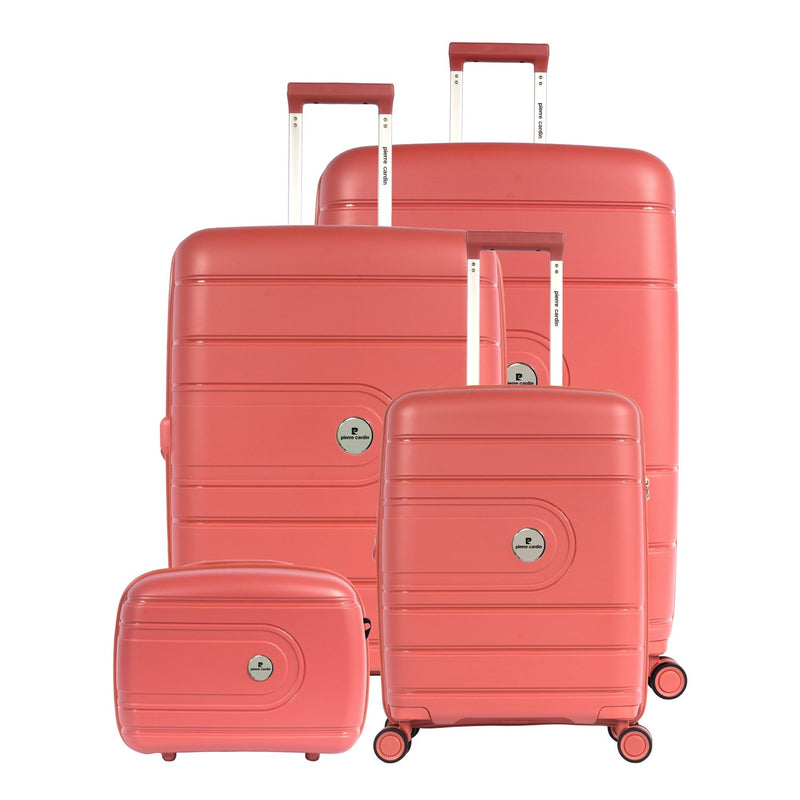 Pierre Cardin Upright Flexible/Hardcase Trolley Set of 4, Red - MOON - Luggage & Travel Accessories - Pierre Cardin - Pierre Cardin Upright Flexible/Hardcase Trolley Set of 4, Red - Peach - Luggage Set - 13