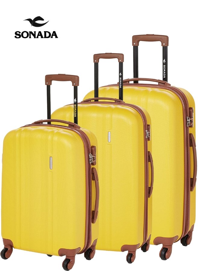 Sonada ABS Expandable Trolley Set of 3 Black - MOON - Luggage & Travel Accessories - Sonada - Sonada ABS Expandable Trolley Set of 3 Black - Yellow - Luggage - 12