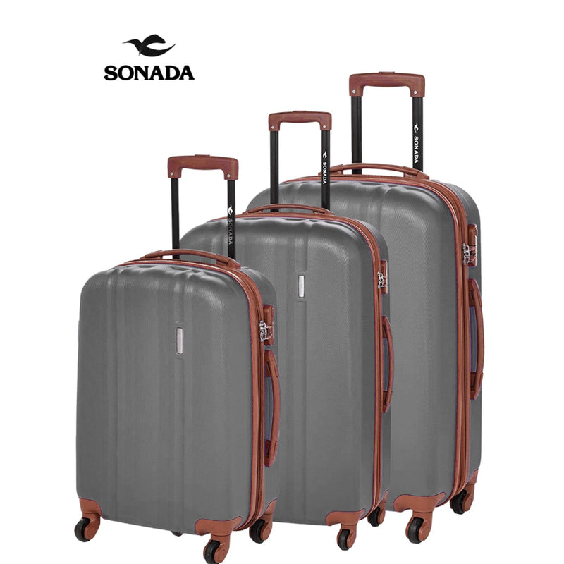 Sonada ABS Expandable Trolley Set of 3 Black - MOON - Luggage & Travel Accessories - Sonada - Sonada ABS Expandable Trolley Set of 3 Black - Grey - Luggage - 11