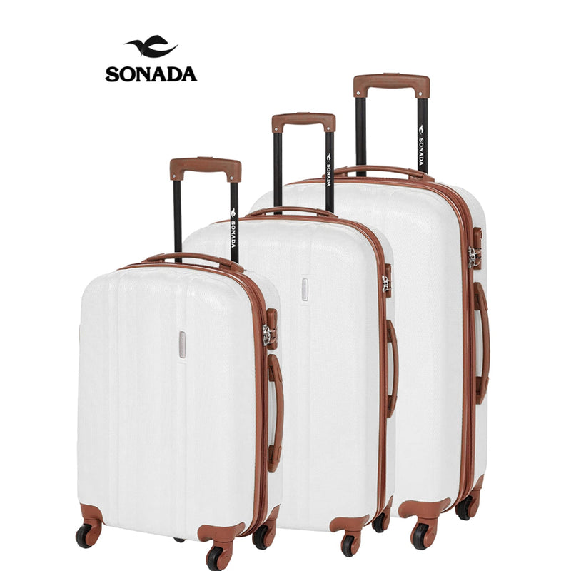 Sonada ABS Expandable Trolley Set of 3 Champagne - MOON - Luggage & Travel Accessories - Sonada - Sonada ABS Expandable Trolley Set of 3 Champagne - White - Luggage - 10