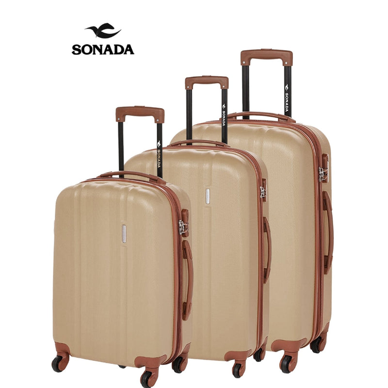 Sonada ABS Expandable Trolley Set of 3 Red - MOON - Luggage & Travel Accessories - Sonada - Sonada ABS Expandable Trolley Set of 3 Red - Champagne - Luggage - 10