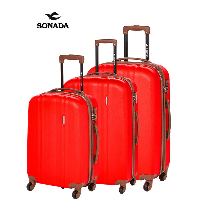 Sonada ABS Expandable Trolley Set of 3 Yellow - MOON - Luggage & Travel Accessories - Sonada - Sonada ABS Expandable Trolley Set of 3 Yellow - Red - Luggage set - 14