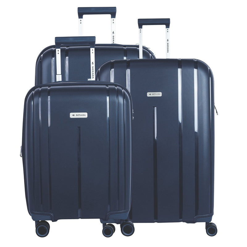 Sonada Cape Town Collection Trolley Set of 3 + Free Beauty Case, Black - MOON - Luggage & Travel Accessories - Sonada - Sonada Cape Town Collection Trolley Set of 3 + Free Beauty Case, Black - GreyBlue - Luggage - 15