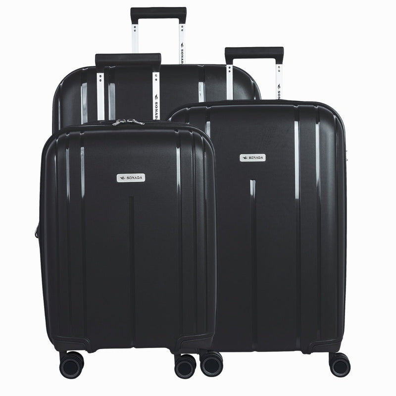 Sonada Upright Trolley Set of 3-Black - Moon Factory Outlet - Luggage & Travel Accessories - Sonada - Sonada Upright Trolley Set of 3-Black - Luggage - 1