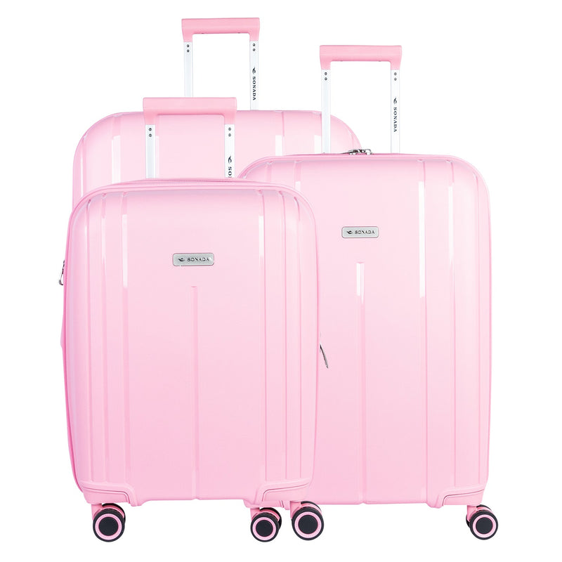 Sonada Upright Trolley Set of 3-Pink - Moon Factory Outlet - Luggage & Travel Accessories - Sonada - Sonada Upright Trolley Set of 3-Pink - Luggage - 1