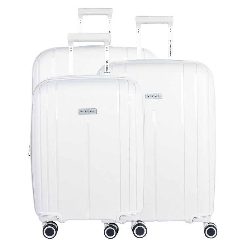 Sonada Upright Trolley Set of 3-White - Moon Factory Outlet - Luggage & Travel Accessories - Sonada - Sonada Upright Trolley Set of 3-White - Luggage - 1