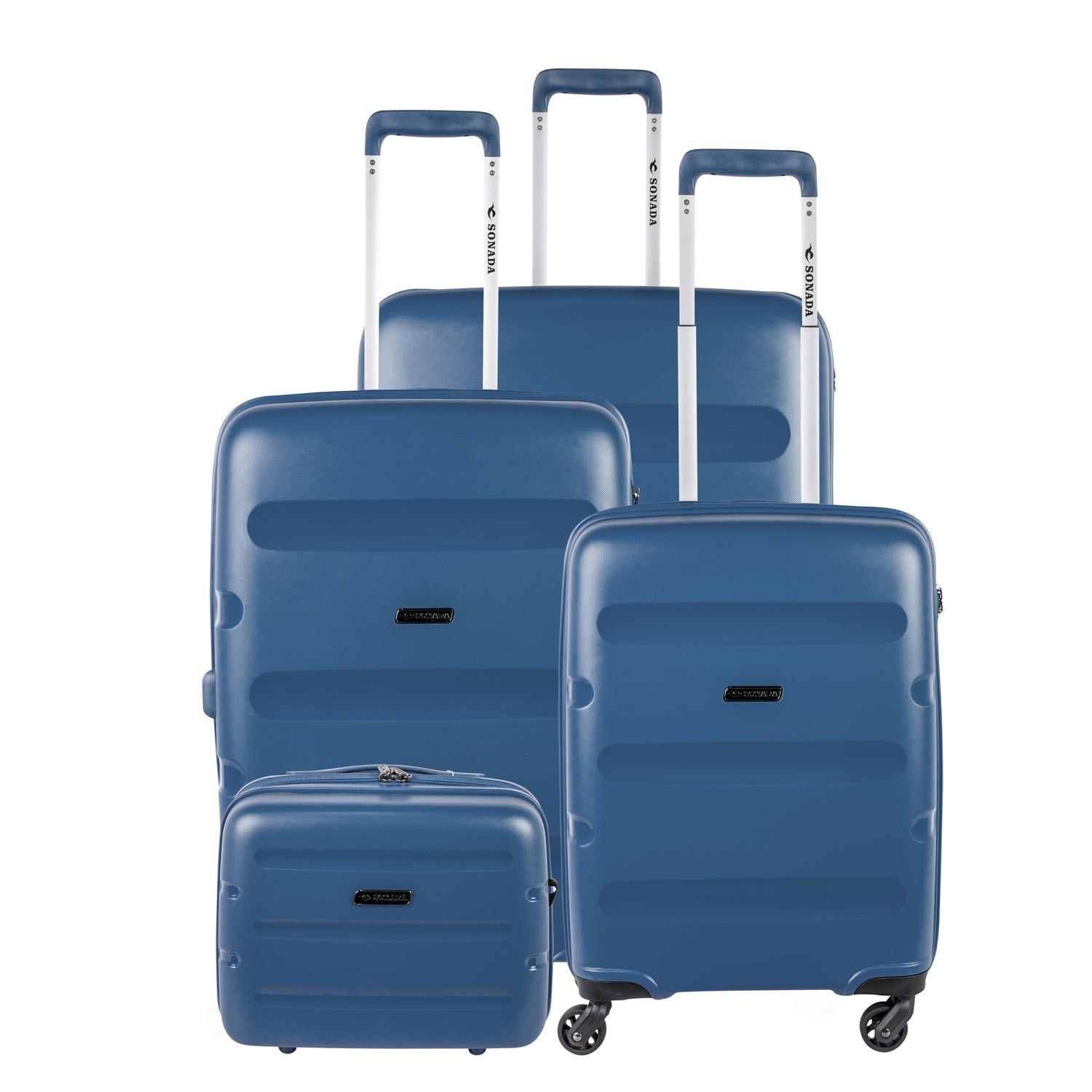 SonadaUnbreakable Hardcase Trolley Set Of 4 with Beauty Case-Navy - MOON - Luggage & Travel Accessories - Sonada - SonadaUnbreakable Hardcase Trolley Set Of 4 with Beauty Case-Navy - GreyBlue - Luggage - 11