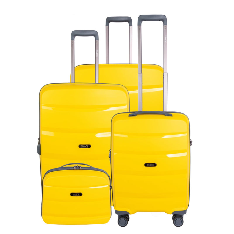Track Hardcase Trolley Set of 3 with Beauty Case Yellow Color v2 - Moon Factory Outlet - Track - Track Hardcase Trolley Set of 3 with Beauty Case Yellow Color v2 - Luggage - 1