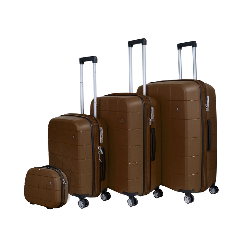 Unbreakable PC Pixel Collection Hardcase Trolley Set of 3 + Beauty Case - Beige - MOON - Luggage & Travel Accessories - PC - Unbreakable PC Pixel Collection Hardcase Trolley Set of 3 + Beauty Case - Beige - Brown - Luggage set - 12