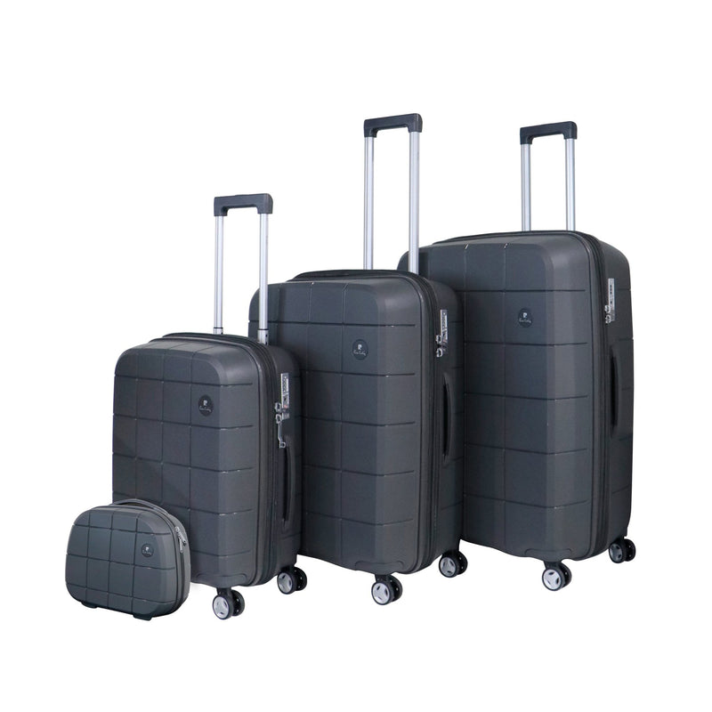Unbreakable Pierre Cardin Pixel Collection Hardcase Trolley Set of 3 + Beauty Case - Turqouise - MOON - Luggage & Travel Accessories - Pierre Cardin - Unbreakable Pierre Cardin Pixel Collection Hardcase Trolley Set of 3 + Beauty Case - Turqouise - Dark Grey - Luggage set - 11