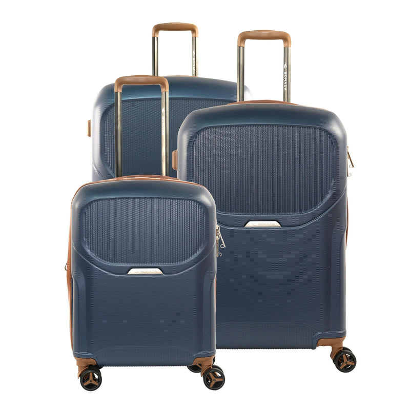 Upright Trolley New Collection by Sonada, Set of 3 + Beauty Case Pieces Grey Color - MOON - Luggage & Travel Accessories - Sonada - Upright Trolley New Collection by Sonada, Set of 3 + Beauty Case Pieces Grey Color - Navy - Luggage - 6