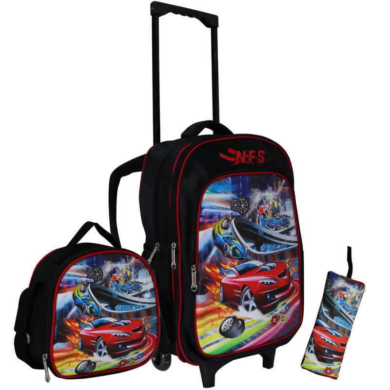 Wheeled School Bags Set of 3-Need For Speed - MOON - Back 2 School - Bravo - Wheeled School Bags Set of 3-Need For Speed - Trolley Backpack - 1