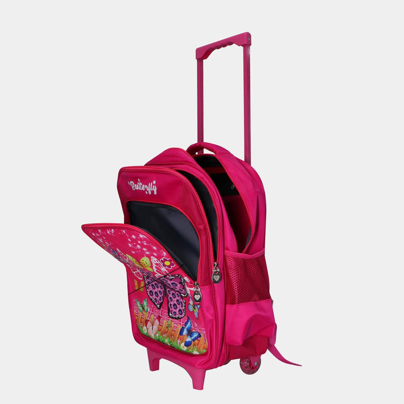 Wheeled School Bags Set of 3-Pink Berry Butterfly - MOON - Back 2 School - Bravo - Wheeled School Bags Set of 3-Pink Berry Butterfly - Trolley Backpack - 4