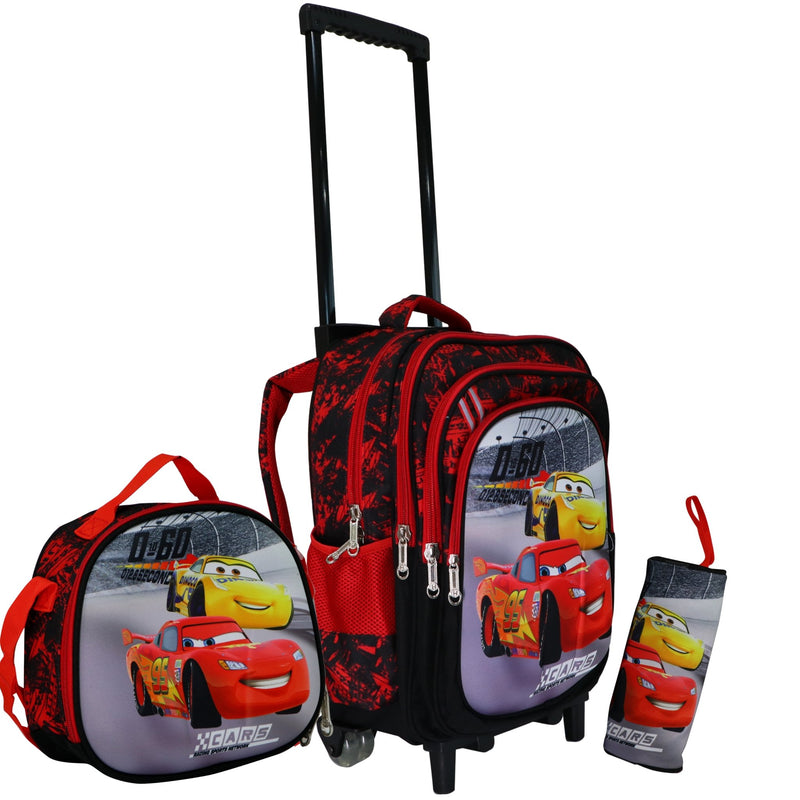 Wheeled School Bags Set of 3-Race Car - MOON - Back 2 School - Bravo - Wheeled School Bags Set of 3-Race Car - Trolley Backpack - 1
