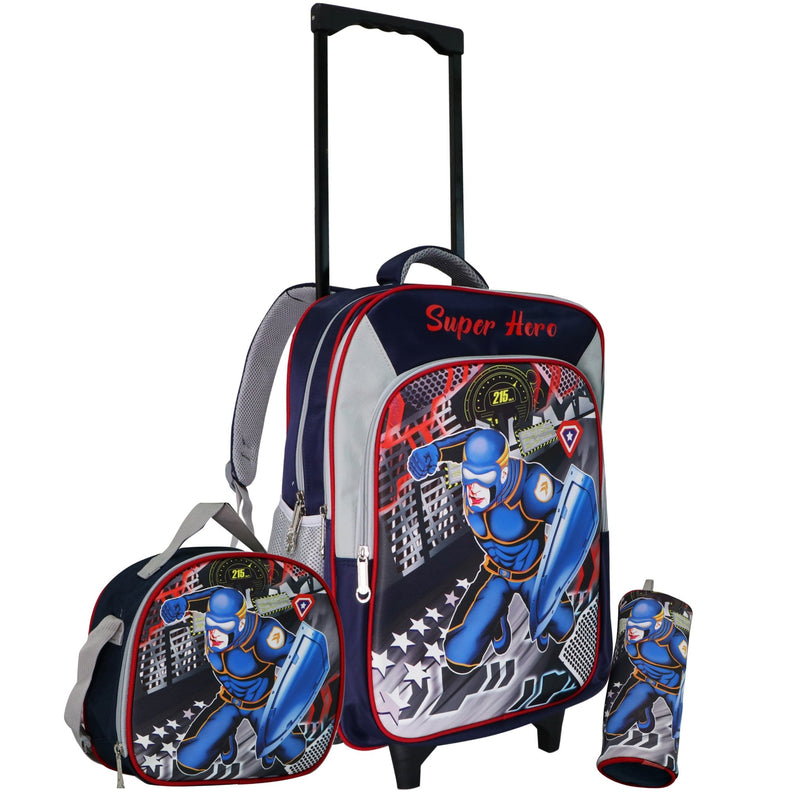 Wheeled School Bags Set of 3-Super Hero Cyclops - MOON - Back 2 School - Bravo - Wheeled School Bags Set of 3-Super Hero Cyclops - 16.5T - Trolley Backpack - 1