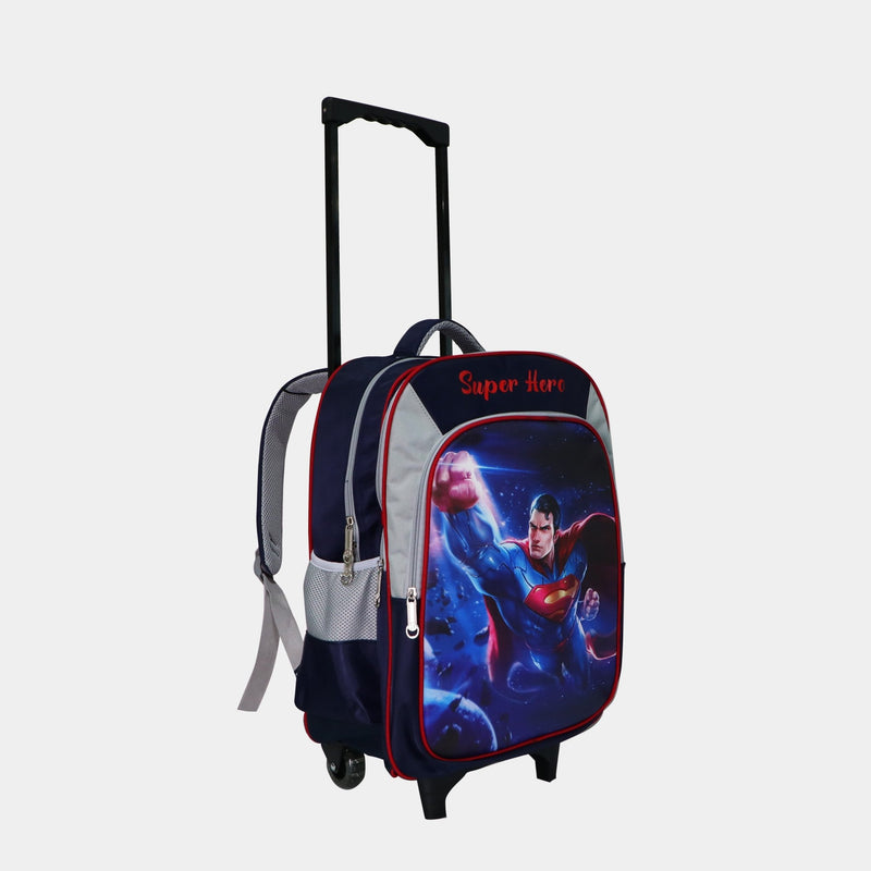 Wheeled School Bags Set of 3-Superman - MOON - Back 2 School - Bravo - Wheeled School Bags Set of 3-Superman - Trolley Backpack - 2
