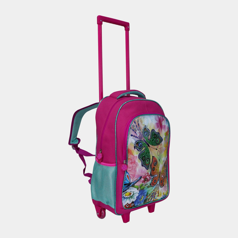 Wheeled School Bags Set of 5-Pink w/ Butterfly - MOON - Back 2 School - Bravo - Wheeled School Bags Set of 5-Pink w/ Butterfly - Trolley Backpack - 2
