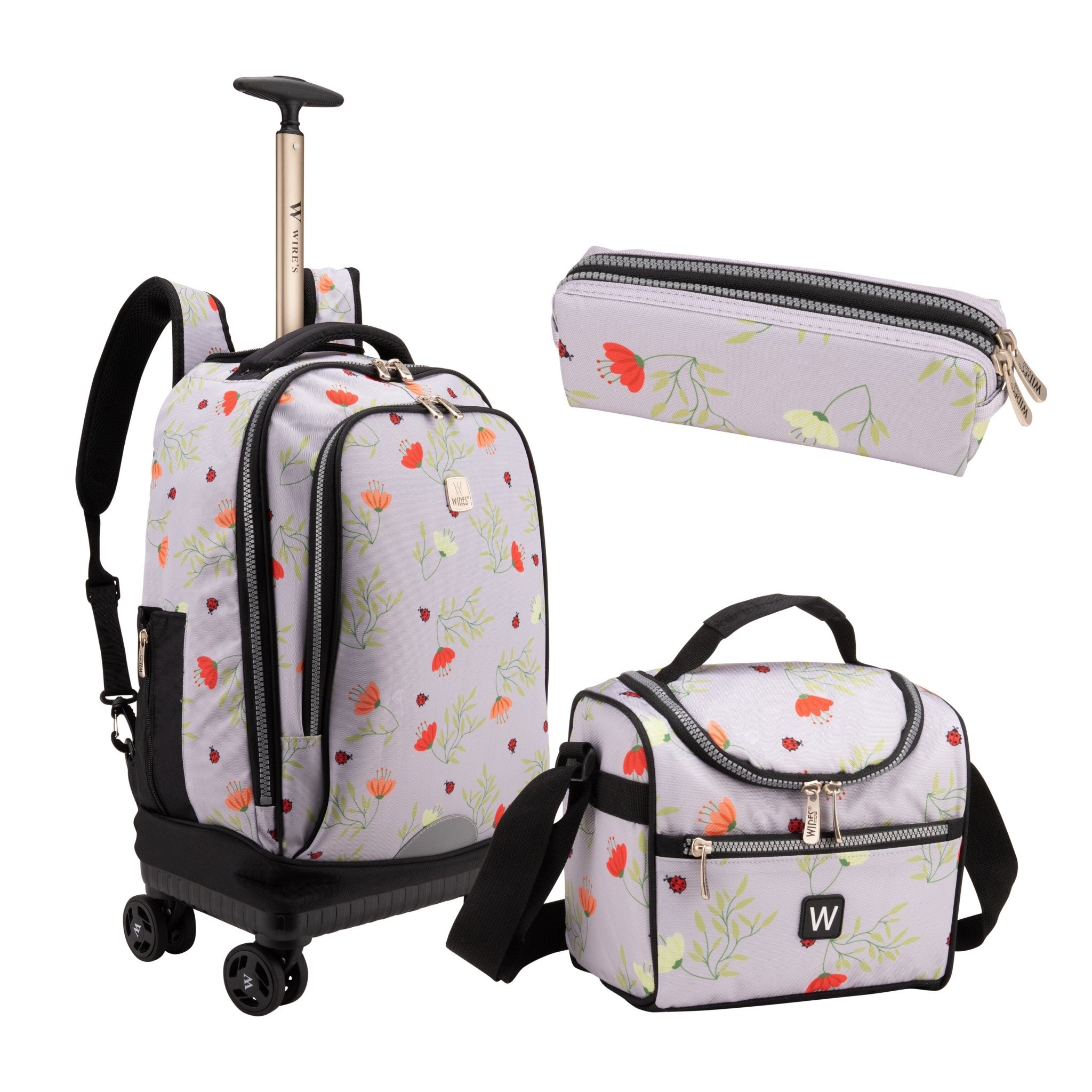 Wires 4 Wheel School Backpack Trolley Set of 3 Flower Bee - MOON - Back 2 School - Wires - Wires 4 Wheel School Backpack Trolley Set of 3 Flower Bee - Trolley Backpack - 1