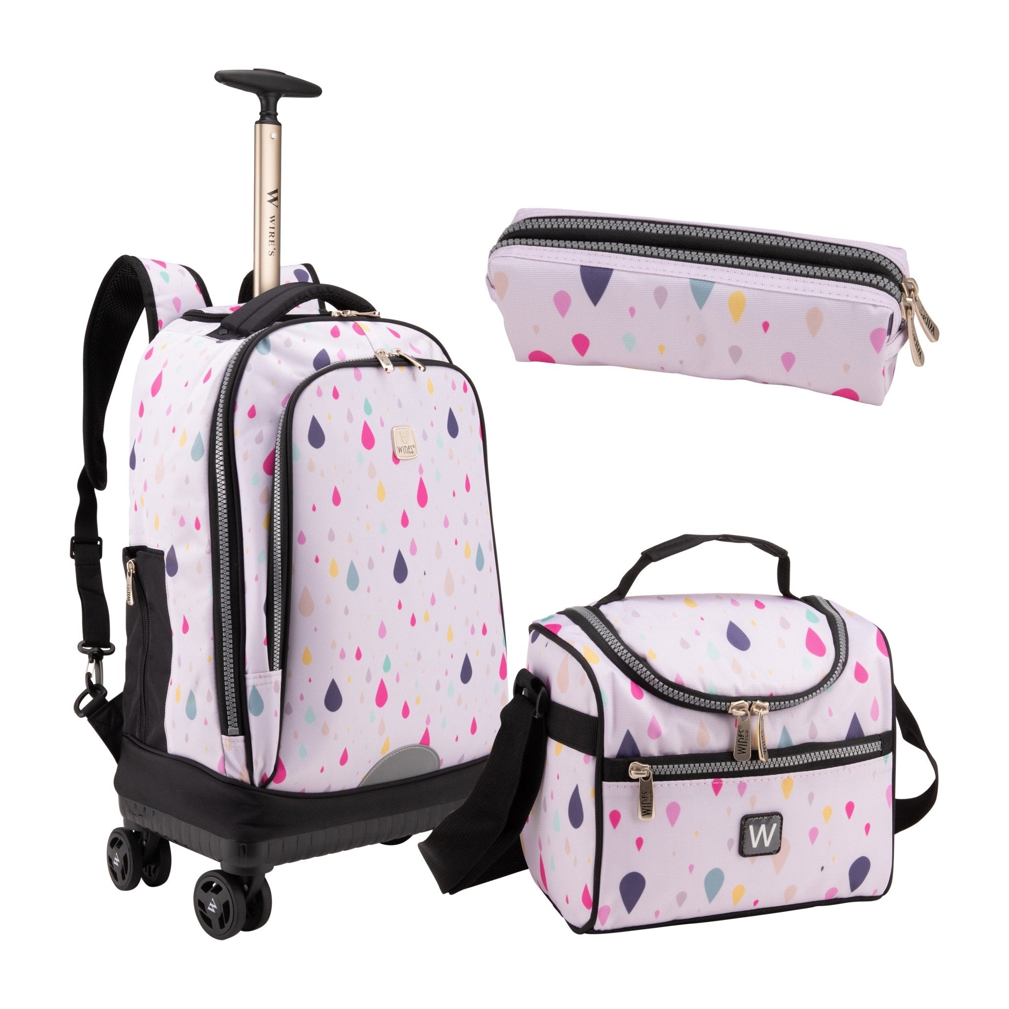 Wires 4 Wheel School Backpack Trolley Set of 3 Rainbow Rain - MOON - Back 2 School - Wires - Wires 4 Wheel School Backpack Trolley Set of 3 Rainbow Rain - Trolley Backpack - 1