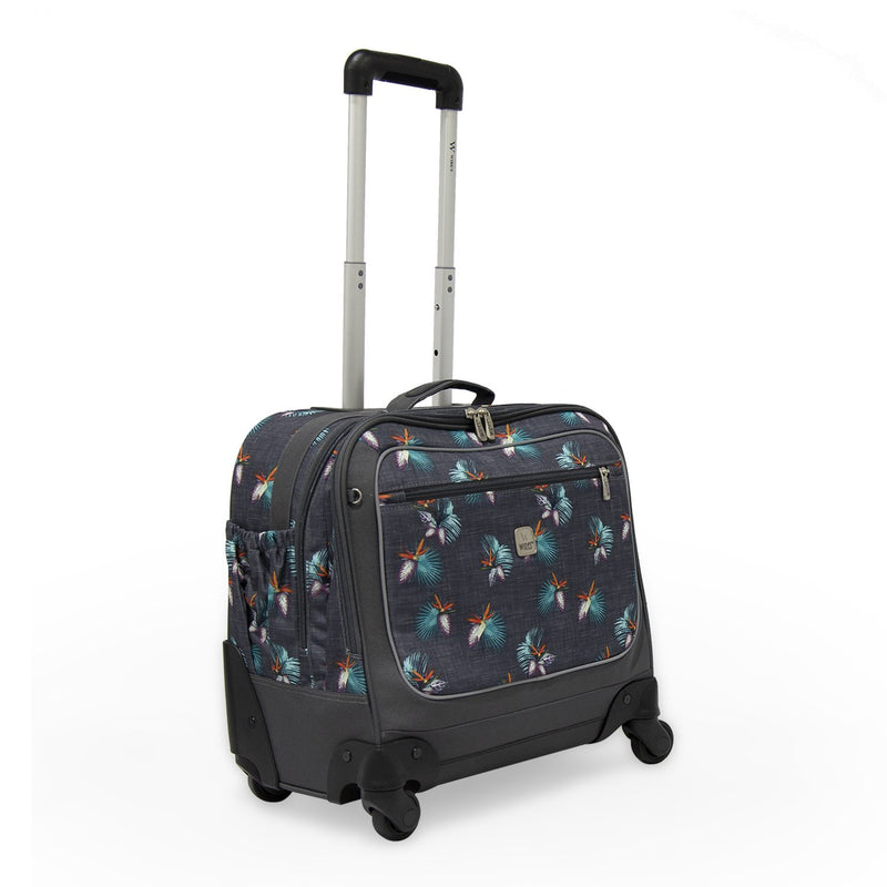 Wires 4 Wheels trolley with Lunch Bag and Pencil Case Set Grey with Flower Design - Moon Factory Outlet - Back 2 School - Wires - Wires 4 Wheels trolley with Lunch Bag and Pencil Case Set Grey with Flower Design - Default Title - Bags - 3