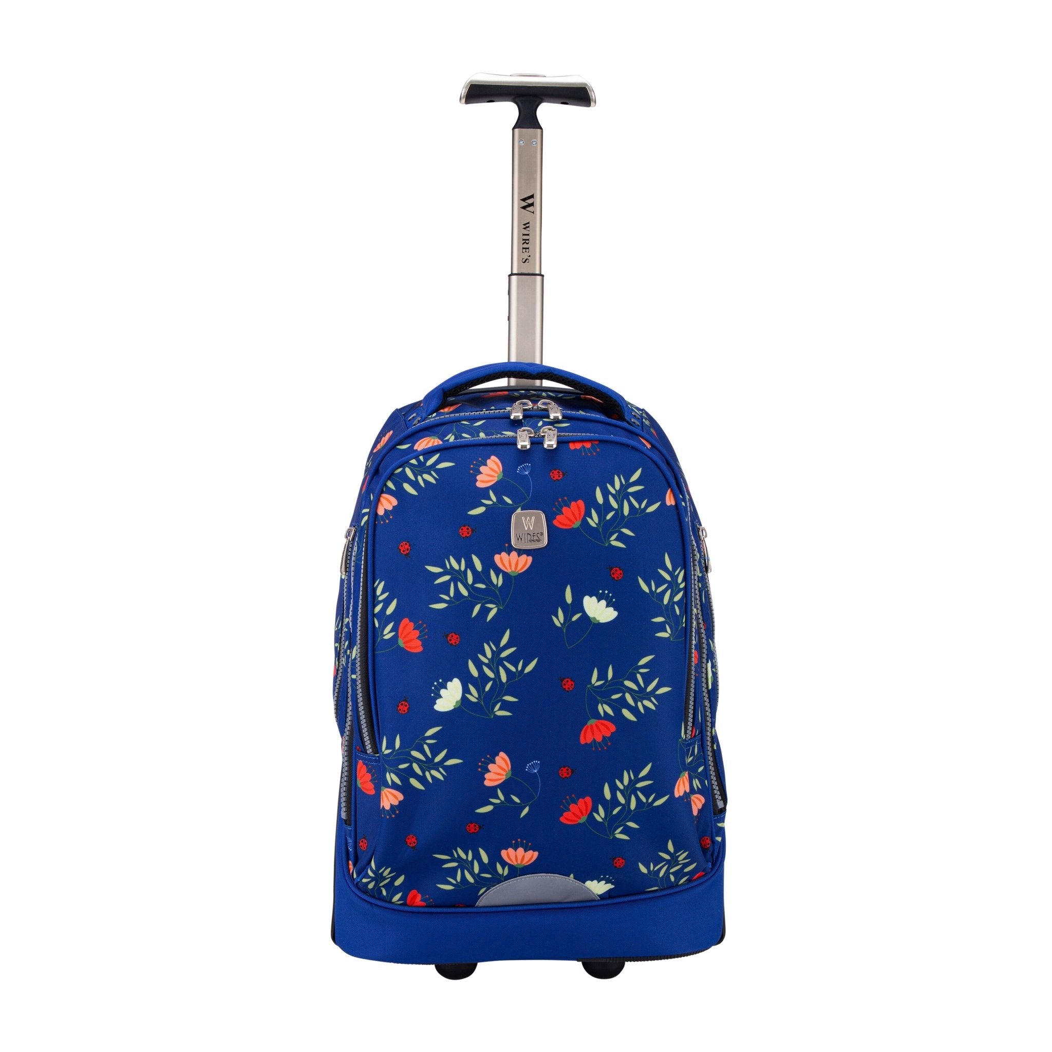 Wires Big Wheel School Bags Trolly Set of 3pcs Blue Flower Design - MOON - Back 2 School - Wires - Wires Big Wheel School Bags Trolly Set of 3pcs Blue Flower Design - Trolley Backpack - 2