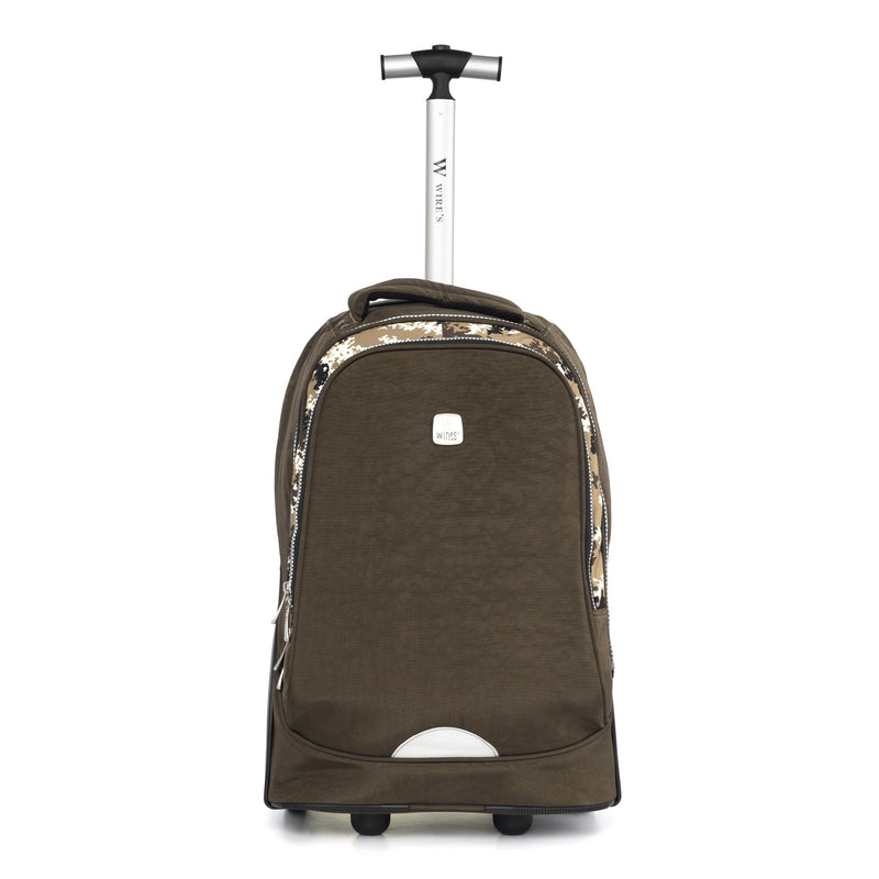 Wires Solid Print Big Wheels Bag with Lunch bag & Pencil Case Brown - Moon Factory Outlet - Back 2 School - Wires - Wires Solid Print Big Wheels Bag with Lunch bag & Pencil Case Brown - Back 2 School - 2