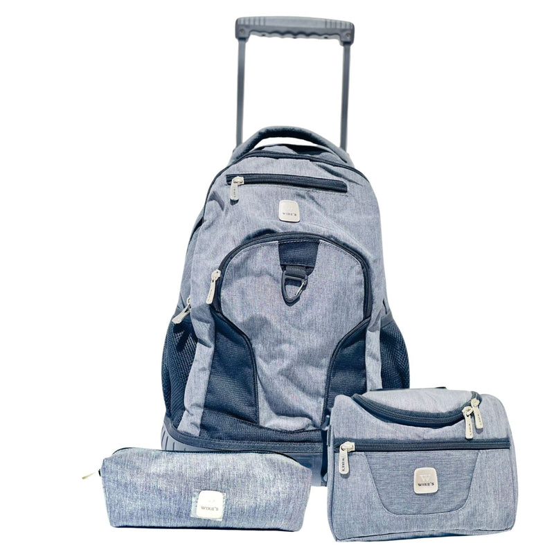 Wires Wheeled Backpack for him Grey - Trolley Set of 3 with Free Lunch Bag & Pencil Case for your Little One's - Moon Factory Outlet - Back 2 School - Wires - Wires Wheeled Backpack for him Grey - Trolley Set of 3 with Free Lunch Bag & Pencil Case for your Little One's - Back 2 School - 1